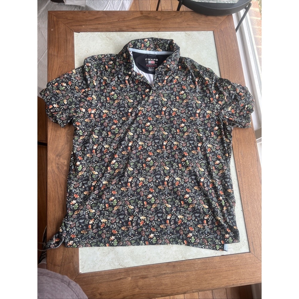 Chaps Men's XL Everyday Performance Printed‎ Polo Shirt Fall Edition AOP Stretch